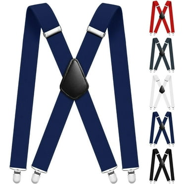 Mens Braces, Mens Suspenders with Strong Metal Clips, 3.5cm Wide Heavy Duty Suspenders, Adjustable Elastic Suspenders