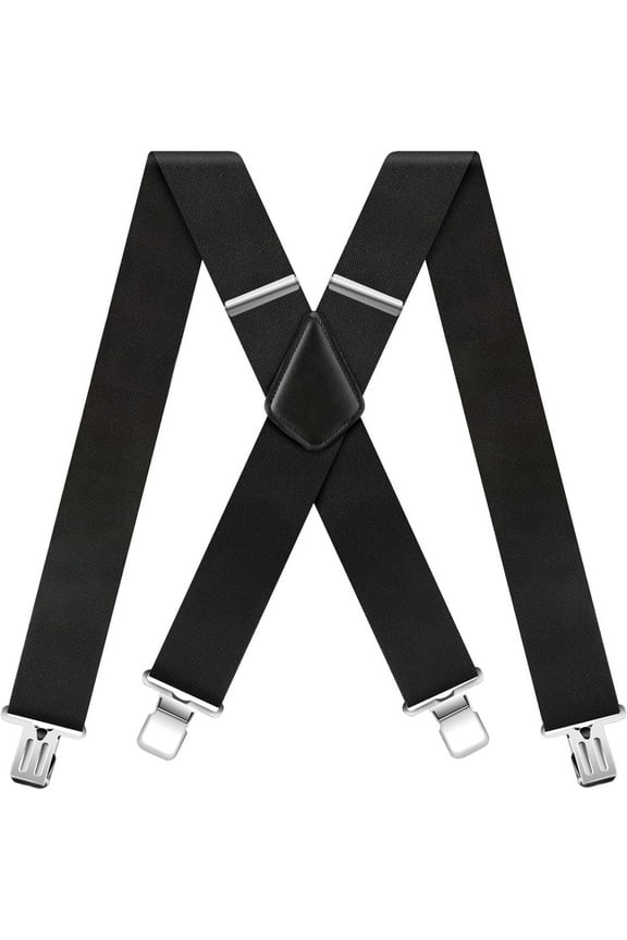 Mens Braces for Trousers, Adjustable Suspenders with 4 Strong Clips, Elastic X Shape Trouser Braces for Work Heavy Duty, No-Slip Back Suspenders for Casual & Formal Trousers