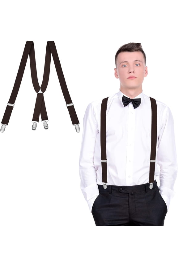Mens Braces Trousers Braces, X Shape Trousers Braces for Men Heavy Duty Suspenders with Metal Clips Elastic Adjustable Mens Braces for Father's Day, Halloween