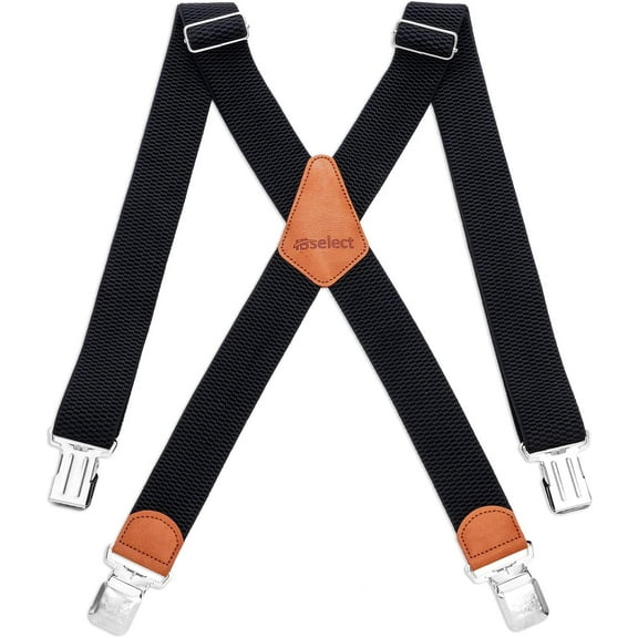 Mens Braces with Strong Metal Clips, Adjustable Heavy Duty Brace Suspenders