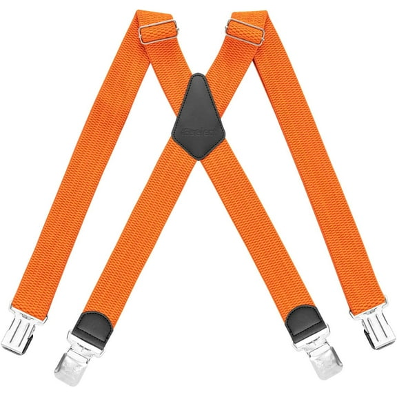 Mens Braces with Strong Metal Clips, Adjustable Heavy Duty Brace Suspenders