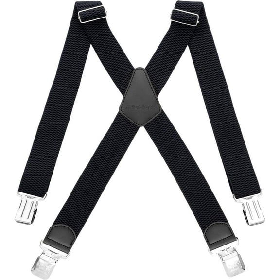 Mens Braces with Strong Metal Clips, Adjustable Heavy Duty Brace Suspenders