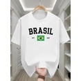 thumbnail image 1 of Mens Brazil T-Shirt with Brazil Map Outline And BR Logo- Greenyellowblack National Colors, Stretchy Casual Crew Neck T-Shirt, Breathable Summer Shirt, Suitable Brazilian Themed Events, Fans,, 1 of 7