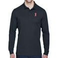 thumbnail image 1 of Mens Breast Cancer Awareness Pink Ribbon Patch Long Sleeve Polo Shirt - Carbon, 2XL, 1 of 1