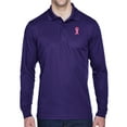 thumbnail image 1 of Mens Breast Cancer Awareness Pink Ribbon Patch Long Sleeve Polo Shirt - Purple, 3XL, 1 of 1