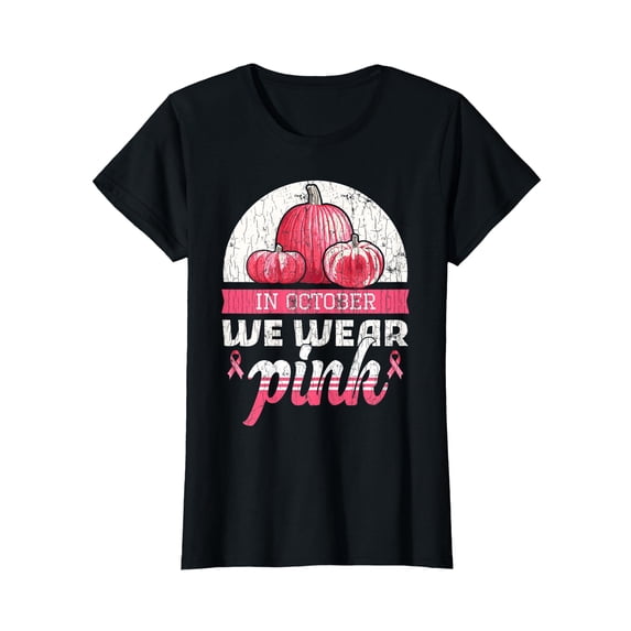 Mens Breast Cancer Awareness Pumpkin Gift In October We Wear Pink T-Shirt