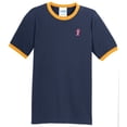 thumbnail image 1 of Mens Breast Cancer Awareness Ribbon 100% Cotton Ringer Tee Shirt, 2XL Navy/Gold, 1 of 5