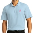 thumbnail image 1 of Mens Breast Cancer Awareness Ribbon Patch Short Sleeve Polo Shirt, Large Cloud Blue, 1 of 5