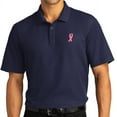 thumbnail image 1 of Mens Breast Cancer Awareness Ribbon Patch Short Sleeve Polo Shirt, Small True Navy Blue, 1 of 5