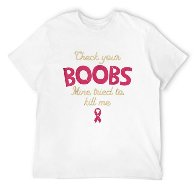 Mens Breast Cancer Awareness Shirt Check Your Boobs Survivor Gift T ...