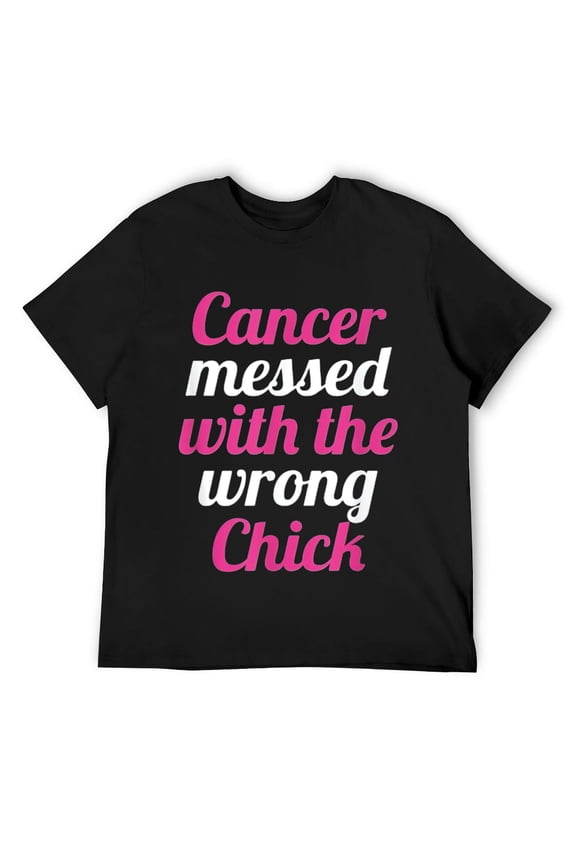 Mens Breast Cancer Awareness T Shirt Messed With The Wrong Chick T-Shirt Black