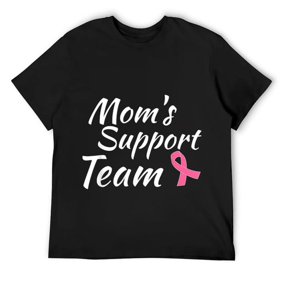 Mens Breast Cancer Design Moms Support Team Awareness Month T-Shirt Black 2X-Large