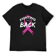 TMANI Mens Breast Cancer Fighter Shirt Disease Pink Ribbon Gift Idea Black Small