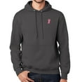 thumbnail image 1 of Mens Breast Cancer Ribbon Patch Hoodie Sweatshirt, Large-Tall Charcoal Gray, 1 of 3