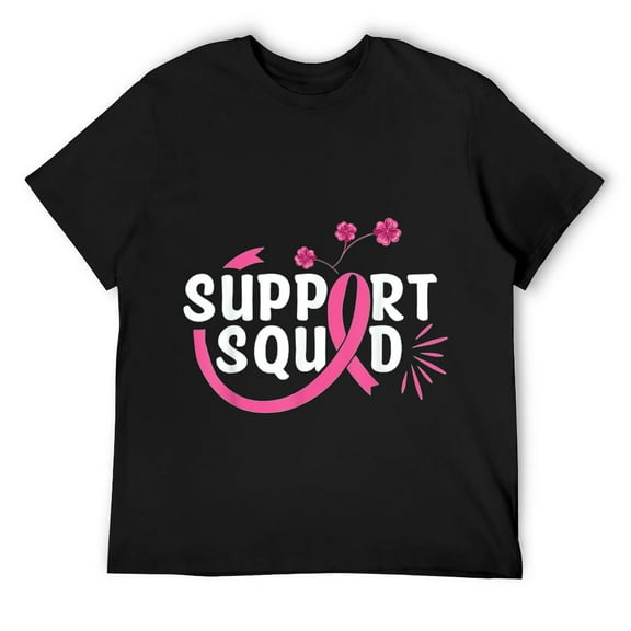 Mens Breast Cancer Shirt Support Squad Breast Cancer Awareness T-Shirt Black