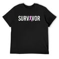 thumbnail image 1 of Mens Breast Cancer Survivor Design WIth Pink Cancer Ribbon T-Shirt Black X-Large, 1 of 5