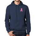 thumbnail image 1 of Mens Breast Cancer Survivor Patch Hoodie Sweatshirt, Large Navy Blue, 1 of 3