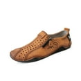 thumbnail image 1 of Mens Breathable Casual Shoes Comfortable Leather Loafers Outdoor Hiking Driving Shoes Lightweight Non-slip Brown 10 US, 1 of 7