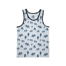 Mens Graphic Tank Top Muscle Workout Beach Sleeveless Shirt, Gray Palms, Size: S, Spicy Tuna