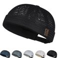 thumbnail image 1 of Mens Breathable Mesh Brimless Docker Cap Summer Adjustable Skullcap Flip Sailor Beanie Hat Outdoor Lightweight No Brim Daily Headwear Black, 1 of 6