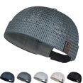 thumbnail image 1 of Mens Breathable Mesh Brimless Docker Cap Summer Adjustable Skullcap Flip Sailor Beanie Hat Outdoor Lightweight No Brim Daily Headwear Dark Gray, 1 of 4