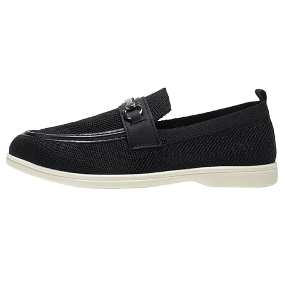Mens Breathable Mesh Loafers with Horsebit Trim - Casual Office Slip On Comfort Shoes - Lightweight Walking Sneakers Black,Size 10