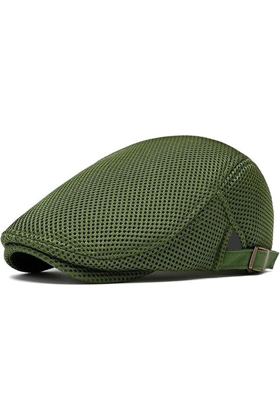 Mens Breathable Mesh Summer Hat Adjustable Flat Cap Newsboy Beret Ivy Cap Irish Cabbie Fishing Hats
