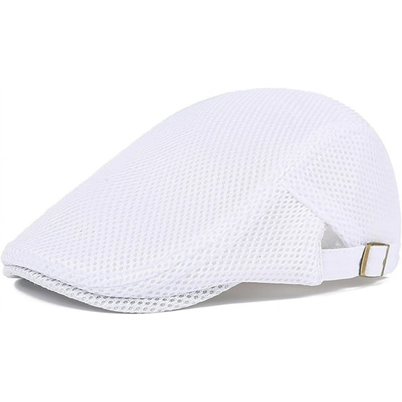 Mens Breathable Mesh Summer Hat Adjustable Newsboy Beret Ivy Cap Cabbie Flat Cap