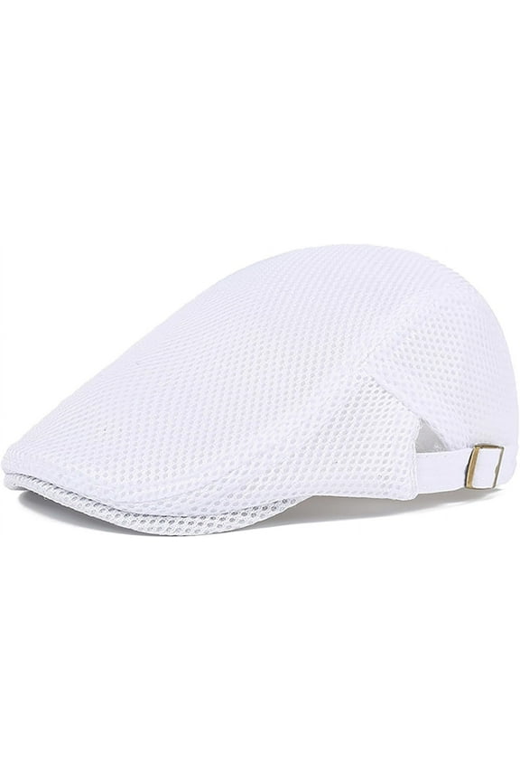 Mens Breathable Mesh Summer Hat Adjustable Newsboy Beret Ivy Cap Cabbie Flat Cap