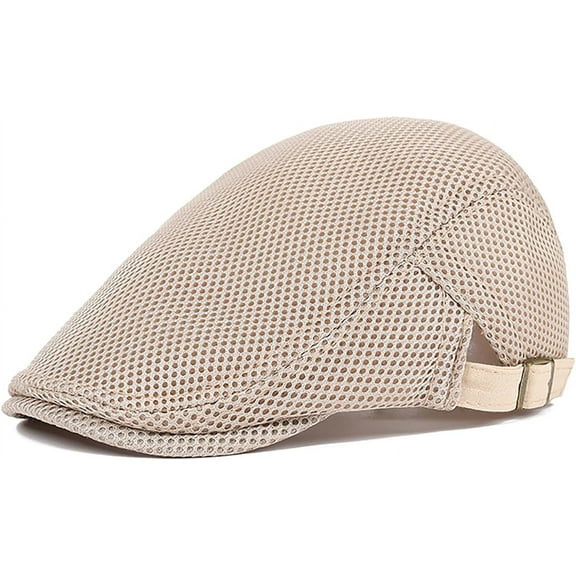 Mens Breathable Mesh Summer Hat Adjustable Newsboy Beret Ivy Cap Cabbie Flat Cap