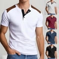 thumbnail image 1 of Mens Breathable Polo Shirt Short Sleeve Stand Collar T Shirt Color Block Top Casual Tee Navy XXXL, 1 of 7