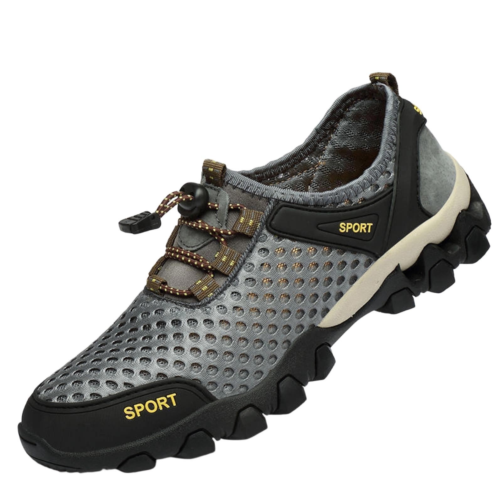 Mens Breathable Quick Dry Water Shoes Lightweight Non-Slip Outdoor Aqua Footwear for Hiking Fishing Kayaking Beach Gray,Size 6