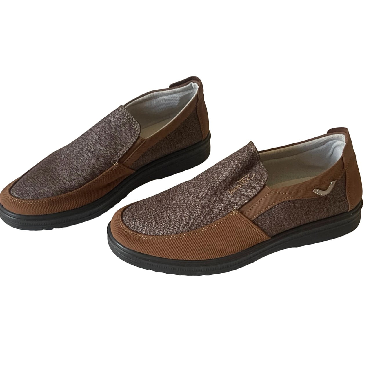 Mens Breathable  Slip on Sports Fashion Sneakers Casual Shoes Non-Slip Knit Synthetic Loafers  Coffee US12 (300MM)