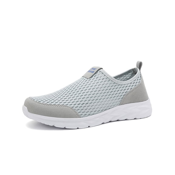 Mens Breathable Sneakers Lightweight Comfortable Casual Fitness Shoes Non-slip Flat Outdoor Walking Shoes Gray 11.5 US