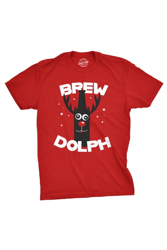 Mens Brew Dolph T Shirt Funny Christmas Drinking Tee Graphic Tees