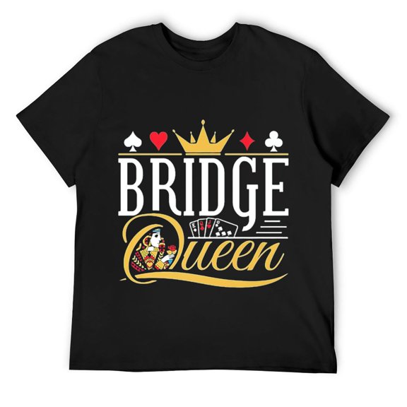 Mens Bridge Queen Card Player Game Lover Ladies T-Shirt Black