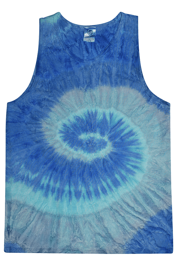 Mens Bright & Cheerful Cotton Tie Dye Tanktop, 2XL Blue Jerry