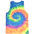 thumbnail image 1 of Mens Bright & Cheerful Cotton Tie Dye Tanktop, Large Neon Rainbow, 1 of 4