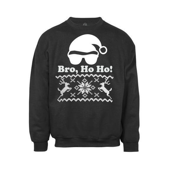 Mens Bro Ho Ho Deer Ugly Christmas Ugly Sweatshirt - Black - 2X-Large