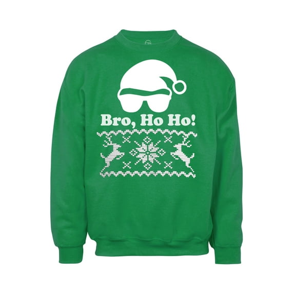 Mens Bro Ho Ho Deer Ugly Christmas Ugly Sweatshirt - Green - 2X-Large