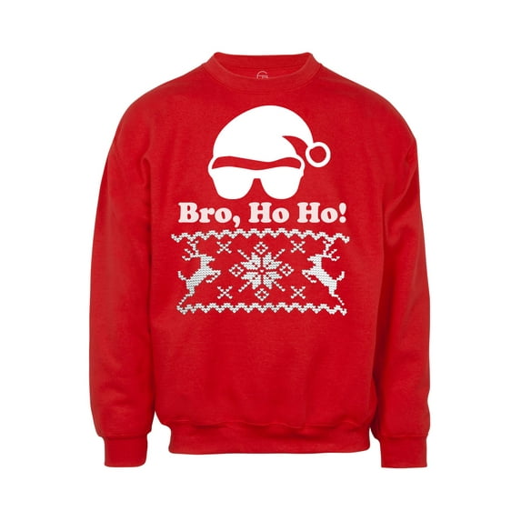 Mens Bro Ho Ho Deer Ugly Christmas Ugly Sweatshirt - Red - Medium