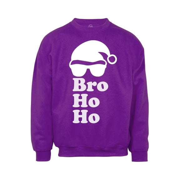 Mens Bro Ho Ho Ugly Christmas Ugly Sweatshirt - Purple - Small