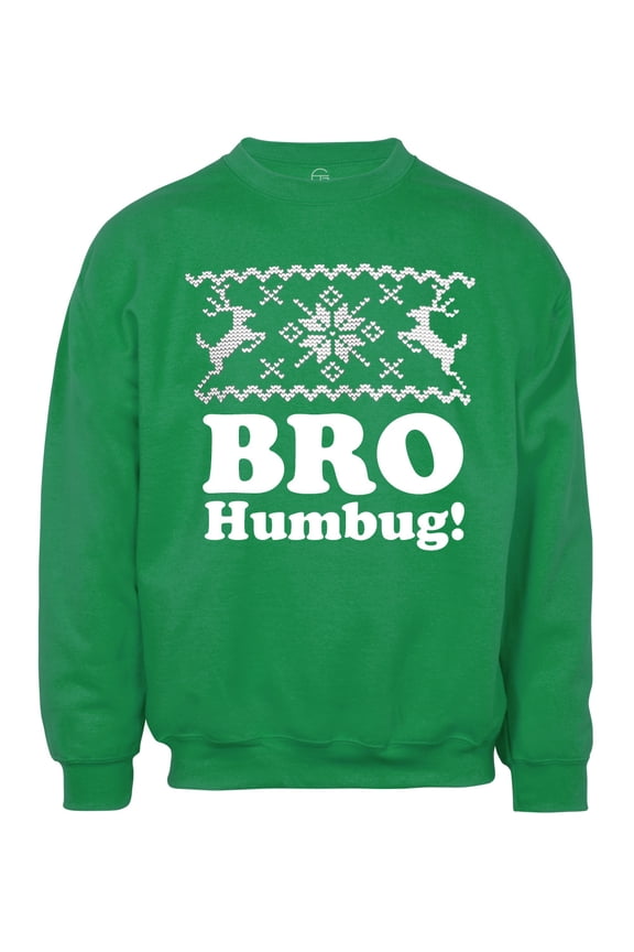 Mens Bro Humbug Ugly Christmas Ugly Sweatshirt - Green - X-Large