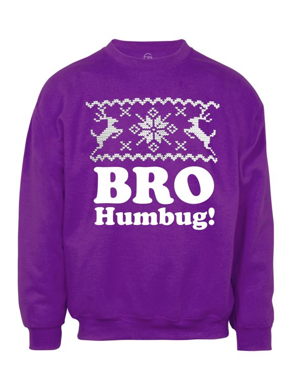 Mens Bro Humbug Ugly Christmas Ugly Sweatshirt - Purple - Large