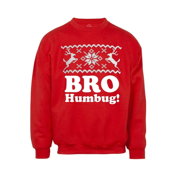 Mens Bro Humbug Ugly Christmas Ugly Sweatshirt - Red - 2X-Large