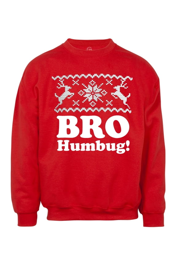 Mens Bro Humbug Ugly Christmas Ugly Sweatshirt - Red - 3X-Large