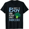 thumbnail image 1 of Mens Broccoli Gift Just A Boy Who Really Loves Broccoli T-ShirtMen's and women's short-sleeved pure cotton shirts, 1 of 6