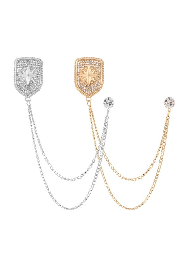 Mens Brooch Shield Chain Brooch Suit Pin Badge Chains Brooch Chain Collar Mens Brooch Lapel Pin Suit Accessories Men