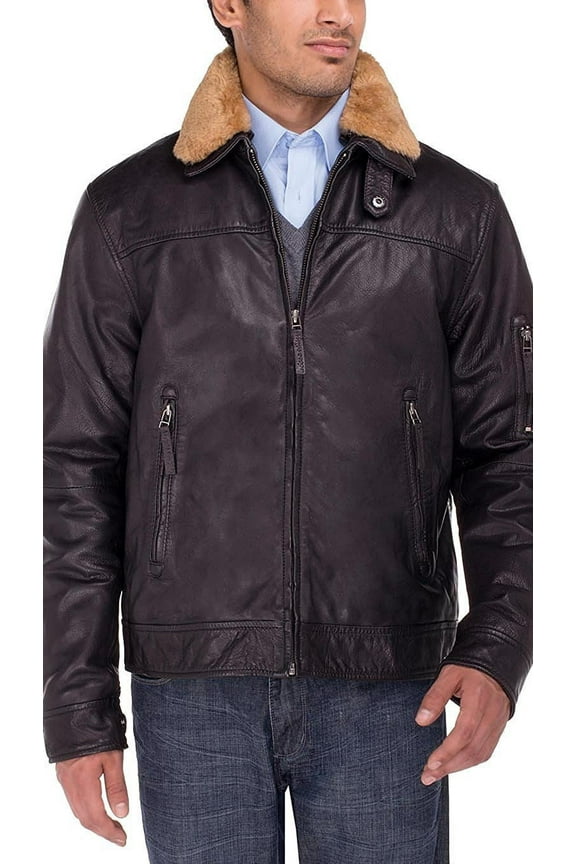 Mens Brown Coat Luciano Natazzi Cowhide Flight Bomber