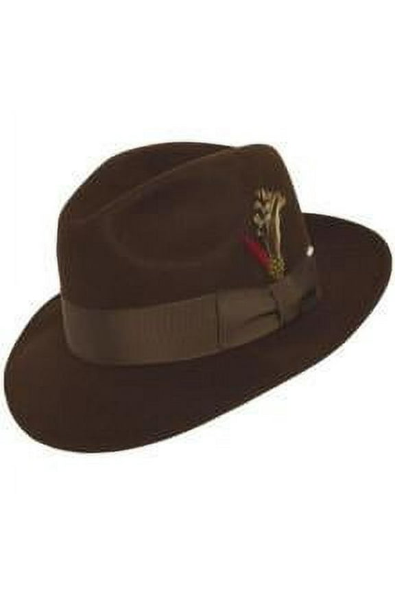 Mens Brown Fedora Hat 100% Wool Untouchable Mobster Brim Hats Capas